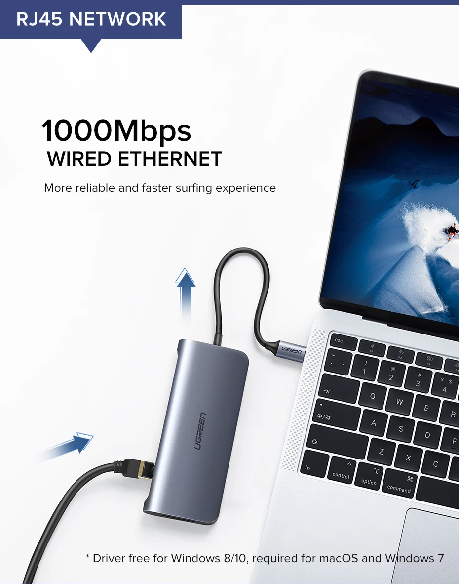 Hub Ugreen USB Type-C sang HDMI, VGA, LAN, USB 3.0, SD, USB-C CM179 80133 40873 - <ul> <li>Hub Ugreen USB Type-C sang HDMI, VGA, LAN, USB 3.0, SD, USB-C CM179</li> <li>Chuẩn USB 3.0, Tốc độ truyền lên đến 5Gbps, Tương thích ngược USB 2.0 / 1.1</li> <li>Độ phân giải HDMI lên đến 4K @ 30Hz; 2K @ 60HZ; 1080P @ 120Hz</li> <li>Độ phân giải VGA lên đến 1080P @ 60Hz</li> <li>Hỗ trợ cổng HDMI và VGA sử dụng đồng thời</li> <li>Hỗ trợ truy cập mạng 10/100 / 1000Mbps</li> <li>AUX3.5mm có thể được sử dụng độc lập</li> <li>Hỗ trợ thẻ nhớ để sử dụng đồng thời</li> <li>Tốc độ truyền thẻ nhớ: ≈90MB / S</li> <li>Với cổng cấp nguồn PD （100W）</li> </ul>