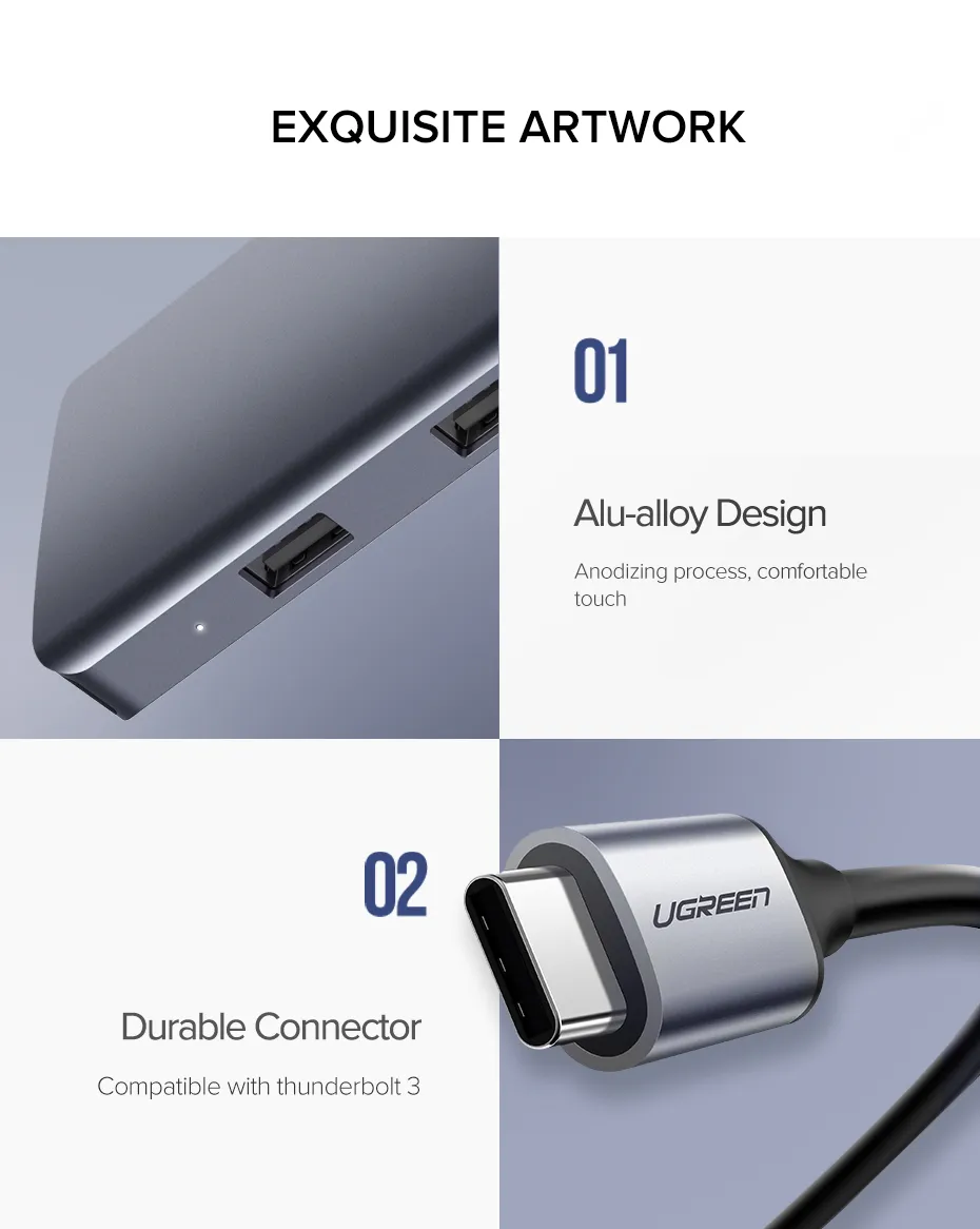 Hub Ugreen USB Type-C sang HDMI, VGA, LAN, USB 3.0, SD, USB-C CM179 80133 40873 - <ul> <li>Hub Ugreen USB Type-C sang HDMI, VGA, LAN, USB 3.0, SD, USB-C CM179</li> <li>Chuẩn USB 3.0, Tốc độ truyền lên đến 5Gbps, Tương thích ngược USB 2.0 / 1.1</li> <li>Độ phân giải HDMI lên đến 4K @ 30Hz; 2K @ 60HZ; 1080P @ 120Hz</li> <li>Độ phân giải VGA lên đến 1080P @ 60Hz</li> <li>Hỗ trợ cổng HDMI và VGA sử dụng đồng thời</li> <li>Hỗ trợ truy cập mạng 10/100 / 1000Mbps</li> <li>AUX3.5mm có thể được sử dụng độc lập</li> <li>Hỗ trợ thẻ nhớ để sử dụng đồng thời</li> <li>Tốc độ truyền thẻ nhớ: ≈90MB / S</li> <li>Với cổng cấp nguồn PD （100W）</li> </ul>