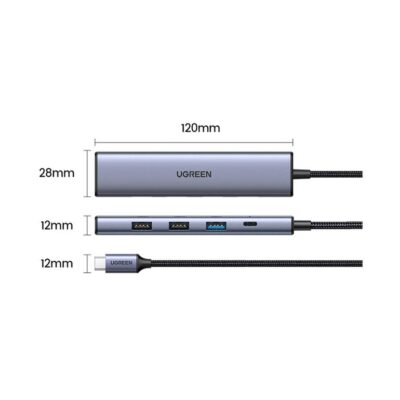 Hub chuyển đổi USB C 5 in 1 Ugreen CM478 15495 - <ul data-sourcepos="16:1-22:0"> <li data-sourcepos="9:1-9:36">Model: <strong>Ugreen CM478 15495</strong></li> <li data-sourcepos="9:1-9:36">1 cổng USB 3.0 Type-A Female (cái)</li> <li data-sourcepos="10:1-10:36">2 cổng USB 2.0 Type-A Female (cái)</li> <li data-sourcepos="11:1-11:26">1 cổng HDMI Female (cái)</li> <li data-sourcepos="12:1-13:0">1 cổng USB Type-C Female (cái)</li> <li data-sourcepos="16:1-18:75">Chuẩn USB: <ul data-sourcepos="17:5-18:75"> <li data-sourcepos="17:5-17:77">1 cổng USB 3.0: Tốc độ lên đến 5Gbps, tương thích ngược với USB 2.0/1.1</li> <li data-sourcepos="18:5-18:75">2 cổng USB 2.0: Tốc độ lên đến 480Mbps, tương thích ngược với USB 1.1</li> </ul> </li> <li data-sourcepos="19:1-19:36">Độ phân giải HDMI: Lên đến 4K@30Hz</li> <li data-sourcepos="20:1-20:57">Cổng USB-C cái: Hỗ trợ sạc Power Delivery (PD) 100W</li> <li data-sourcepos="21:1-22:0">Chất liệu: Vỏ nhôm</li> </ul>