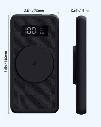 Aukey PB-WL01i Pin dự phòng Magsafe 10.000mAh 15w - <ul> <li>Model: PB-WL01i</li> <li>Màu sắc: Đen</li> <li>Dung lượng 10.000mAH</li> <li>Lõi Pin Li-polyme</li> <li>Đầu vào: USB-C : 5V 3A / 9V 2A / 12V 1.5A</li> <li>Đầu vào Ligh.tning : 5V 2.4A / 9V 2A</li> <li>Đầu ra USB-C : 5V 3A / 9V 2.22A / 12V 1.67A</li> <li>Đầu ra USB-A : 5V 4.5A / 4.5V 5A / 9V 2A / 12V 1.5A</li> <li>Công suất sạc không dây: 5W/7.5W/10W/15W</li> <li>Kích thước: 146 x 68.3 x19.5mm</li> <li>Trọng lượng 241g</li> </ul>
