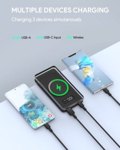 Aukey PB-WL01i Pin dự phòng Magsafe 10.000mAh 15w - <ul> <li>Model: PB-WL01i</li> <li>Màu sắc: Đen</li> <li>Dung lượng 10.000mAH</li> <li>Lõi Pin Li-polyme</li> <li>Đầu vào: USB-C : 5V 3A / 9V 2A / 12V 1.5A</li> <li>Đầu vào Ligh.tning : 5V 2.4A / 9V 2A</li> <li>Đầu ra USB-C : 5V 3A / 9V 2.22A / 12V 1.67A</li> <li>Đầu ra USB-A : 5V 4.5A / 4.5V 5A / 9V 2A / 12V 1.5A</li> <li>Công suất sạc không dây: 5W/7.5W/10W/15W</li> <li>Kích thước: 146 x 68.3 x19.5mm</li> <li>Trọng lượng 241g</li> </ul>