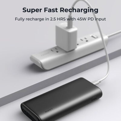 Aukey PB-Y35 Sạc dự phòng 45W Sprint Go Mini 20.000mAh - <ul> <li>Model: Aukey PB-Y35</li> <li>Màu sắc: Đen</li> <li>Dung lượng pin: 20000mAh / 74Wh</li> <li>Đầu vào sét: 5V/2A, 9V/2A</li> <li>Đầu vào Micro-USB: 5V/2A, 9V/2A</li> <li>Đầu vào/Đầu ra USB-C: (Power Delivery 3.0) DC 5V 3A, 9V 3A, 12V 3A, 15V 3A, 20V 2.25A</li> <li>Đầu ra USB 1: (Sạc nhanh 3.0) 5--6V 3A, 6--9V 2A, 9--12V 1.5A</li> <li>Đầu ra USB 2: (Sạc nhanh 3.0) 5–6V 3A, 6–9V 2A, 9–12V 1.5A</li> <li>Kích thước: 15,9 x 7,4 x 2,6 cm</li> <li>Trọng lượng: 360g</li> </ul>