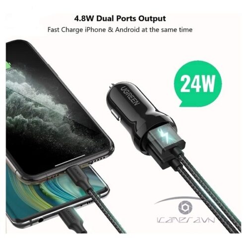 Tẩu sạc 2 cổng USB Ugreen ED018 50875 - Hình ảnh 4