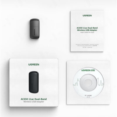 Bộ phát Wifi Ugreen CM448 20204 AC650 - <ul> <li><strong>Mã sản phẩm:</strong> Ugreen CM448 20204</li> <li><strong>Loại:</strong> Bộ phát Wifi USB</li> <li><strong>Chuẩn Wifi:</strong> IEEE 802.11a/b/g/n/ac</li> <li><strong>Băng tần:</strong> 2.4GHz & 5GHz</li> <li><strong>Tốc độ Wifi:</strong> Tối đa 433Mbps (2.4GHz) + 175Mbps (5GHz)</li> <li><strong>Giao diện:</strong> USB 2.0</li> <li><strong>Hệ điều hành:</strong> Windows, macOS, Linux, Android</li> <li><strong>Kích thước:</strong> 35 x 17 x 10 mm</li> <li><strong>Trọng lượng:</strong> 6g</li> </ul>