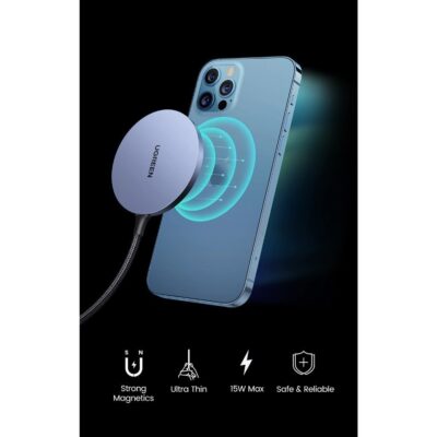 Bộ sạc không dây từ tính UGREEN 15W CD245 - <ul> <li>Bộ sạc không dây từ tính UGREEN 15W CD245</li> <li>Đầu vào: 5V = 2A 9V = 2A 12V = 2A</li> <li>Công suất: 15W</li> <li>Đầu ra cho thiết bị iOS: 7,5W</li> <li>Hỗ trợ QI</li> <li>Khoảng cách cảm biến (trường hợp trên): ≤ 5mm</li> <li>Đèn báo LED</li> <li>Chứng nhận FCC, CE</li> <li>Kèm theo cáp sạc 1M</li> </ul>