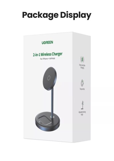 Ugreen CD317 - Đế sạc không dây từ tính 2 trong 1 Ugreen, Đầu cắm USB-C PD, Sạc đồng thời 2 thiết bị - <ul> <li>Model: Ugreen CD317</li> <li class="QN2lPu">Sạc đồng thời 2 thiết bị</li> <li class="QN2lPu">Tương thích với điện thoại thông minh và tai nghe</li> <li class="QN2lPu">Điện áp đầu vào: 5V/3A; 9V/3A</li> <li class="QN2lPu">Công suất tối đa 20W</li> <li class="QN2lPu">Sạc nhanh an toàn</li> <li class="QN2lPu">Đèn LED báo hiệu</li> <li class="QN2lPu">Khóa từ chắc chắn</li> </ul>