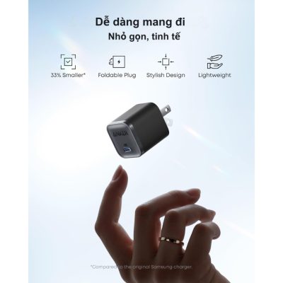 Củ sạc nhanh Anker A2692 45W hỗ trợ PD PPS 2.0, QC, Active shield 3.0 - Củ sạc nhanh Anker A2692 45W hỗ trợ Power Delivery (PD), PPS 2.0 và Quick Charge (QC), tích hợp công nghệ Active Shield 3.0 bảo vệ an toàn. Thiết kế siêu nhỏ gọn với chân gập, lý tưởng cho iPhone, Samsung, laptop USB-C và các thiết bị tương thích.