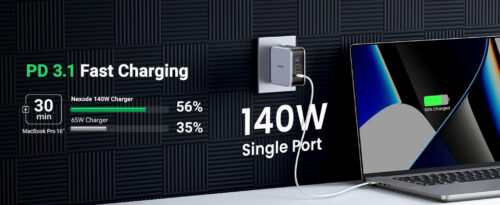 Củ sạc siêu nhanh UGREEN 140W CD289 Nexode GaN cho máy tính, điện thoại 3 cổng USB PD 3.1 QC 4.0 3.0 - Hình ảnh 12