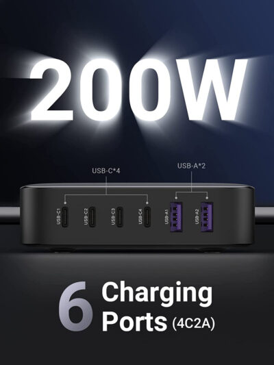 Củ sạc UGREEN CD271 Nexode GaN II 200W cho máy tính, điện thoại, 6 cổng sạc nhanh, tặng cáp USB C to C - <ul> <li>Model: UGREEN CD271 Nexode GaN II</li> <li class="irIKAp">Đầu vào: 100-240V~ 2.5A 50-60Hz</li> <li class="irIKAp">Tổng công suất: Tối đa 200W</li> <li class="irIKAp">Dây nguồn có thể tháo rời: 2m/6,56ft</li> <li class="irIKAp">Đầu ra USB: <ul> <li class="irIKAp">USB-C1/C2: 5V/3A, 9V/3A, 12V/3A, 15V/3A, 20V/5A, Tối đa 100W; PPS: 3.3-21V/3A</li> <li class="irIKAp">USB-C3/C4: 5V/3A, 9V/3A, 12V/3A, 15V/3A, 20V/3.25A, Tối đa 65W; PPS：3.3-21V/3A</li> <li class="irIKAp">USB-A1/A2: 4.5V/5A, 5V/4.5A, 5V/3A, 9V/2A, 12V/1.5A, Tối đa 22.5W</li> </ul> </li> <li class="irIKAp">Giao thức hỗ trợ: <ul> <li class="irIKAp">USB-C: PD3.0/ PPS/ QC4+(QC4.0/QC3.0)/ FCP/ AFC/ 5V2.4A/ BC1.2</li> <li class="irIKAp">USB-A: SCP/ QC3.0/ FCP/ AFC/ 5V2.4A/ BC1.2</li> </ul> </li> </ul>