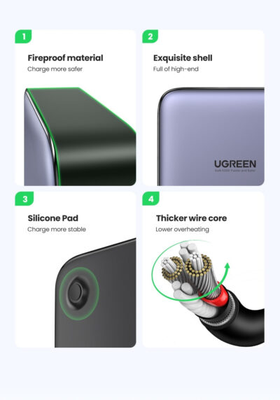 Củ sạc UGREEN CD271 Nexode GaN II 200W cho máy tính, điện thoại, 6 cổng sạc nhanh, tặng cáp USB C to C - <ul> <li>Model: UGREEN CD271 Nexode GaN II</li> <li class="irIKAp">Đầu vào: 100-240V~ 2.5A 50-60Hz</li> <li class="irIKAp">Tổng công suất: Tối đa 200W</li> <li class="irIKAp">Dây nguồn có thể tháo rời: 2m/6,56ft</li> <li class="irIKAp">Đầu ra USB: <ul> <li class="irIKAp">USB-C1/C2: 5V/3A, 9V/3A, 12V/3A, 15V/3A, 20V/5A, Tối đa 100W; PPS: 3.3-21V/3A</li> <li class="irIKAp">USB-C3/C4: 5V/3A, 9V/3A, 12V/3A, 15V/3A, 20V/3.25A, Tối đa 65W; PPS：3.3-21V/3A</li> <li class="irIKAp">USB-A1/A2: 4.5V/5A, 5V/4.5A, 5V/3A, 9V/2A, 12V/1.5A, Tối đa 22.5W</li> </ul> </li> <li class="irIKAp">Giao thức hỗ trợ: <ul> <li class="irIKAp">USB-C: PD3.0/ PPS/ QC4+(QC4.0/QC3.0)/ FCP/ AFC/ 5V2.4A/ BC1.2</li> <li class="irIKAp">USB-A: SCP/ QC3.0/ FCP/ AFC/ 5V2.4A/ BC1.2</li> </ul> </li> </ul>