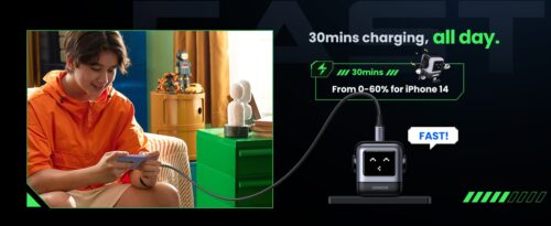 Củ sạc siêu nhanh UGREEN CD359 Nexode Robot GaN Mini 30W, LED màn hình, Công nghệ PD3.0/QC4.0/PPS - Hình ảnh 8