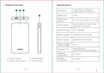 Ugreen PB198 - Pin sạc dự phòng Ugreen PD 20W+22.5W, 2 cổng USB-A & USB-C, 10000mAh, sạc nhanh 2 chiều - <ul> <li>Model: Ugreen PB198</li> <li>Tính năng: Sạc nhanh dự phòng di động 10000mAh</li> <li>Dung lượng định mức: 10000mAh điện áp 3.7V</li> <li>Dung lượng thực tế: 6250mAh điện áp 5V</li> <li>Chất liệu: PC + ABS</li> <li>Có LED báo dung lượng pin</li> <li>Loại Pin: Li-polymer (Pin ATL nhà máy Apple)</li> <li>Có Chip bảo vệ quá điện áp, quá dòng, quá nhiệt...</li> <li>Cổng USB-C: 5V/3A, 9V/2.22A, 12V/1.5A tối đa 20W (2 chiều)</li> <li>Cổng USB-A: 5V/3A, 9V/2A, 12V/1.5A, 4.5V/5A, 5V/4.5A tối đa 22.5W</li> <li>Đầu ra đồng thời 2 cổng: Tối đa 5V/2.4A</li> <li>Giao thức: SCP/QC3.0/PD3.0/PPS/FCP/APPLE 5V2.4A/SAMSUNG 5V2A/BC1.2.</li> <li>Màu: đen</li> <li>Trọng lượng: 242g</li> </ul>