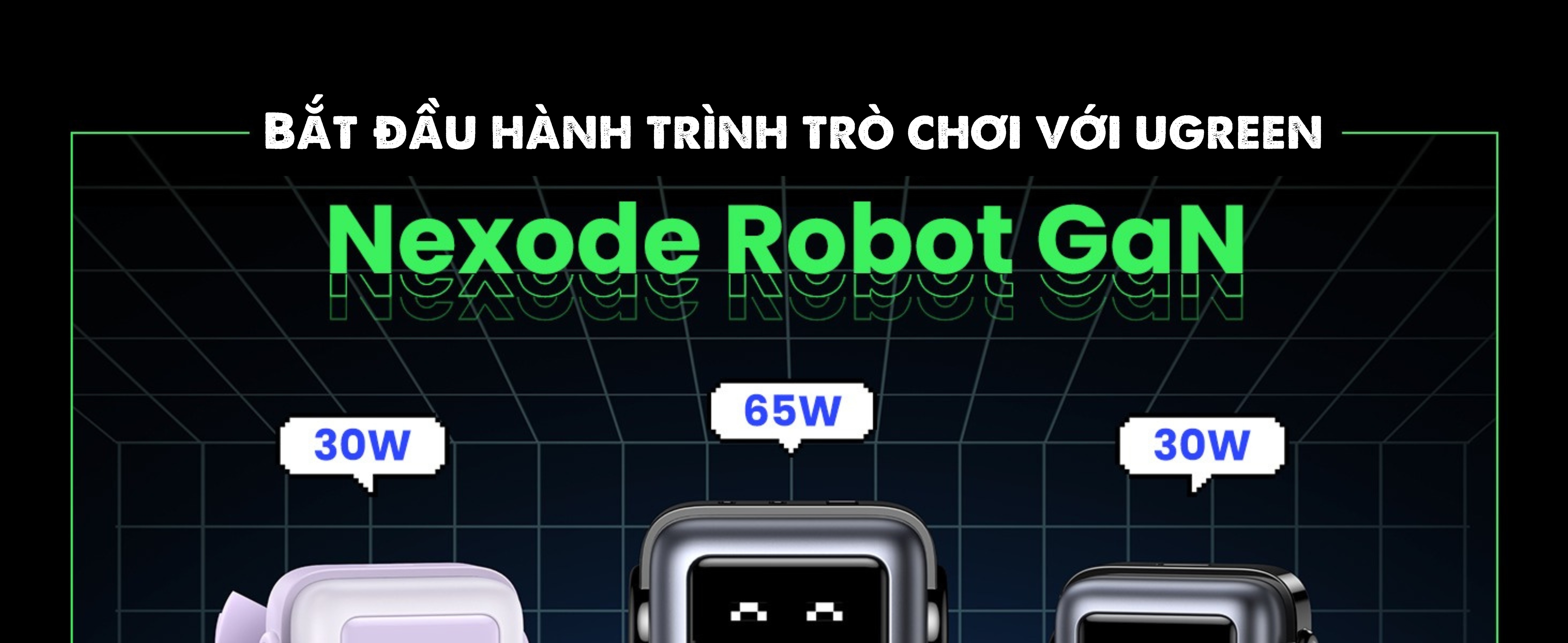 Củ sạc siêu nhanh UGREEN CD361 Nexode Robot GaN 65W, hiển thị LED, Công nghệ PD3.0/QC4.0/PPS - <ul> <li>Model: UGREEN CD361 Nexode Robot GaN 65W</li> <li>Cổng sạc ra: 2 x Type-C, 1 x USB-A</li> <li>Sạc tối đa 3 thiết bị</li> <li>Công suất sạc 65W</li> </ul>