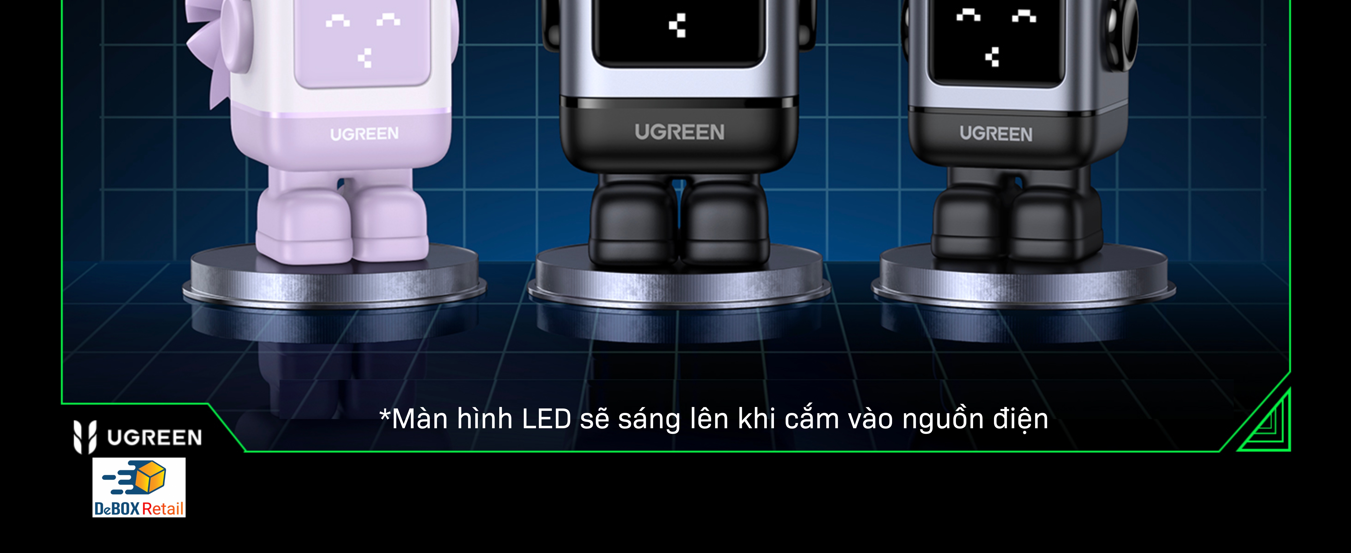 Củ sạc siêu nhanh UGREEN CD361 Nexode Robot GaN 65W, hiển thị LED, Công nghệ PD3.0/QC4.0/PPS - <ul> <li>Model: UGREEN CD361 Nexode Robot GaN 65W</li> <li>Cổng sạc ra: 2 x Type-C, 1 x USB-A</li> <li>Sạc tối đa 3 thiết bị</li> <li>Công suất sạc 65W</li> </ul>