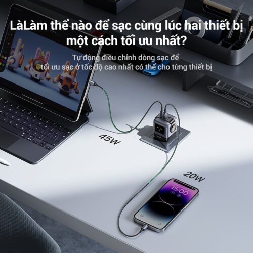 Củ sạc siêu nhanh UGREEN CD361 Nexode Robot GaN 65W, hiển thị LED, Công nghệ PD3.0/QC4.0/PPS - Hình ảnh 8