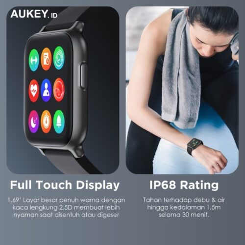 Đồng hồ thông minh AUKEY SW-1 Màn LCD 1,69 inch Thời gian chờ 25 ngày Kháng nước IP68 hỗ trợ iOS & Android - Hình ảnh 4