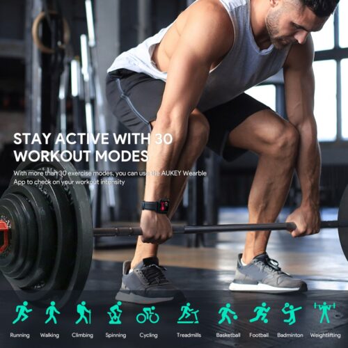 Đồng hồ thông minh AUKEY SW-1S Bluetooth 5.3 Theo dõi sức khỏe Màn LCD 1.69” inch Kháng nước IP68 Pin chờ 12 ngày - Hình ảnh 3