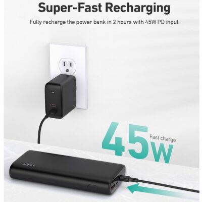 Aukey PB-Y37 - Pin sạc dự phòng Aukey Essential 20000mAh 65W PD｜QC 3.0 Sạc nhanh Laptop, di động, Nintendo Switch - <ul> <li class="irIKAp">Model: Aukey PB-Y37</li> <li class="irIKAp">Dung lượng: 20000mAh</li> <li class="irIKAp">Đầu vào USB-C: 5-20V (Tối đa 45W)</li> <li class="irIKAp">Đầu ra USB-C 1: 5V 3A, 9V 3A, 12V 3A, 15V 3A, 20V 3,25A (tối đa 65W, Cấp nguồn 3.0)</li> <li class="irIKAp">Đầu ra USB-C 2: 5V/3A 9V 2.22A 12V 1.66A (Cấp nguồn 20W 3.0)</li> <li class="irIKAp">Đầu ra USB: 5-6V 3A, 6-9V 2A, 9-12V 1.5A (Sạc nhanh tối đa 18W 3.0)</li> <li class="irIKAp">Công suất đầu ra tối đa: 65W</li> <li class="irIKAp">Watt-giờ: 74Wh</li> <li class="irIKAp">Kích thước 157 x 72 x 25 mm</li> <li class="irIKAp">Trọng lượng: 370g</li> </ul>