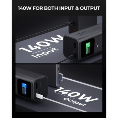 Aukey PB-Y45 - Pin Sạc dự phòng Aukey Sprint X 27600mAh 140W PD Ultra-Fast với màn hình kỹ thuật số siêu mỏng - <ul> <li class="irIKAp">Model: Aukey PB-Y45</li> <li class="irIKAp">Tổng dung lượng di động: 27600mAh (4600mAh x 6PCS) / 99,36Wh (21,6V)</li> <li class="irIKAp">Đầu vào USB-1 / 2 (C): 5V 3A / 9V 3A / 12V 3A / 15V 3A / 20V 5A / 28V 5A / 140W (Tối đa)</li> <li class="irIKAp">Đầu ra USB-1 / 2 (C): 5V 34 / 9V 3A / 12V 3A / 15V 3A / 20V 5A / 28V 5A / PPS: 3.3-21V 5A / AVS: 15-28V 5A / 140W (Tối đa)</li> <li class="irIKAp">Đầu ra U58-1 (A): SV 34 / 9V 24 / 12V 1 5A / 10V 2,25A / 22,5W (Tối đa)</li> <li class="irIKAp">Usb-1 (C) + USB-2 (C): 65W + 65W</li> <li class="irIKAp">Usb-1 (C) + USB-1 (A): 100W + 22,5W</li> <li class="irIKAp">Usb-2 (C) + USB-1 (A): 100W- 22,5W</li> <li class="irIKAp">Tổng công suất: 140W</li> <li class="irIKAp">Kích thước: 15 x 5,3 x 5cm</li> <li class="irIKAp">Trọng lượng: 643g</li> </ul>