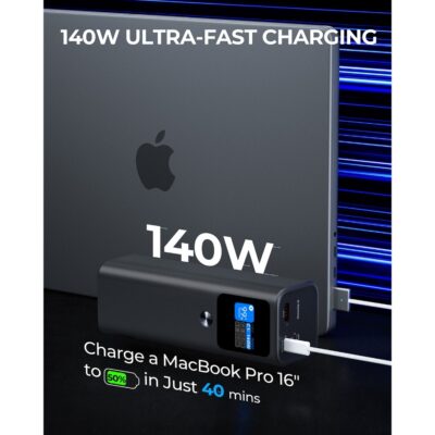 Aukey PB-Y45 - Pin Sạc dự phòng Aukey Sprint X 27600mAh 140W PD Ultra-Fast với màn hình kỹ thuật số siêu mỏng - <ul> <li class="irIKAp">Model: Aukey PB-Y45</li> <li class="irIKAp">Tổng dung lượng di động: 27600mAh (4600mAh x 6PCS) / 99,36Wh (21,6V)</li> <li class="irIKAp">Đầu vào USB-1 / 2 (C): 5V 3A / 9V 3A / 12V 3A / 15V 3A / 20V 5A / 28V 5A / 140W (Tối đa)</li> <li class="irIKAp">Đầu ra USB-1 / 2 (C): 5V 34 / 9V 3A / 12V 3A / 15V 3A / 20V 5A / 28V 5A / PPS: 3.3-21V 5A / AVS: 15-28V 5A / 140W (Tối đa)</li> <li class="irIKAp">Đầu ra U58-1 (A): SV 34 / 9V 24 / 12V 1 5A / 10V 2,25A / 22,5W (Tối đa)</li> <li class="irIKAp">Usb-1 (C) + USB-2 (C): 65W + 65W</li> <li class="irIKAp">Usb-1 (C) + USB-1 (A): 100W + 22,5W</li> <li class="irIKAp">Usb-2 (C) + USB-1 (A): 100W- 22,5W</li> <li class="irIKAp">Tổng công suất: 140W</li> <li class="irIKAp">Kích thước: 15 x 5,3 x 5cm</li> <li class="irIKAp">Trọng lượng: 643g</li> </ul>