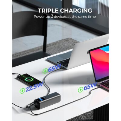 Aukey PB-Y45 - Pin Sạc dự phòng Aukey Sprint X 27600mAh 140W PD Ultra-Fast với màn hình kỹ thuật số siêu mỏng - <ul> <li class="irIKAp">Model: Aukey PB-Y45</li> <li class="irIKAp">Tổng dung lượng di động: 27600mAh (4600mAh x 6PCS) / 99,36Wh (21,6V)</li> <li class="irIKAp">Đầu vào USB-1 / 2 (C): 5V 3A / 9V 3A / 12V 3A / 15V 3A / 20V 5A / 28V 5A / 140W (Tối đa)</li> <li class="irIKAp">Đầu ra USB-1 / 2 (C): 5V 34 / 9V 3A / 12V 3A / 15V 3A / 20V 5A / 28V 5A / PPS: 3.3-21V 5A / AVS: 15-28V 5A / 140W (Tối đa)</li> <li class="irIKAp">Đầu ra U58-1 (A): SV 34 / 9V 24 / 12V 1 5A / 10V 2,25A / 22,5W (Tối đa)</li> <li class="irIKAp">Usb-1 (C) + USB-2 (C): 65W + 65W</li> <li class="irIKAp">Usb-1 (C) + USB-1 (A): 100W + 22,5W</li> <li class="irIKAp">Usb-2 (C) + USB-1 (A): 100W- 22,5W</li> <li class="irIKAp">Tổng công suất: 140W</li> <li class="irIKAp">Kích thước: 15 x 5,3 x 5cm</li> <li class="irIKAp">Trọng lượng: 643g</li> </ul>