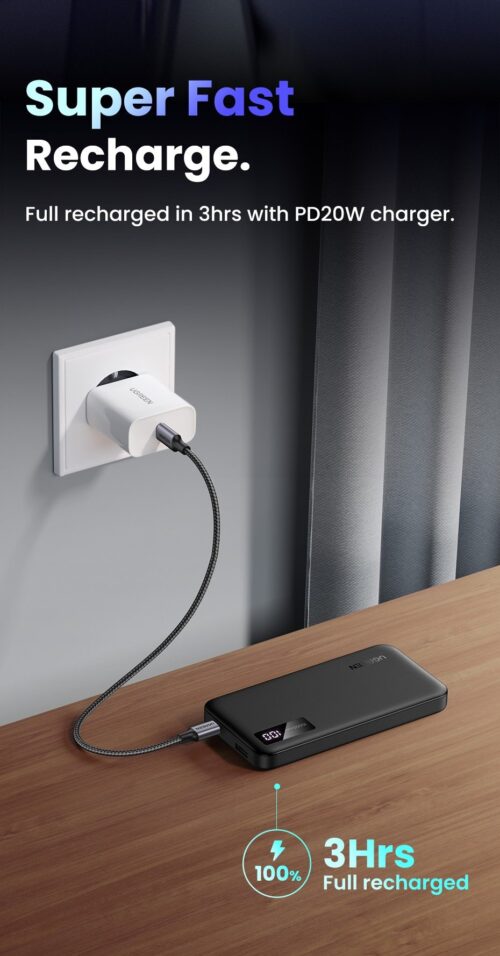 Pin sạc dự phòng 10000mAh Ugreen Slim PB311-25742 | Sạc nhanh 2 chiều | 22,5W PD 3.0 LED hiển thị - Hình ảnh 7