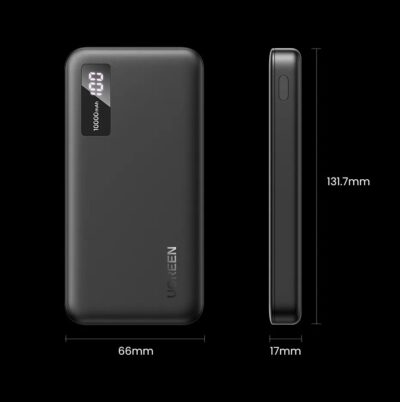 Pin sạc dự phòng 10000mAh Ugreen Slim PB311-25742 | Sạc nhanh 2 chiều | 22,5W PD 3.0 LED hiển thị - <ul> <li><span style="font-size: 100%;">Model: Ugreen Slim PB311-25742</span></li> <li class="QN2lPu">Màn hình kỹ thuật số</li> <li class="QN2lPu">Hỗ trợ PD 3.1、PD3.0、PPS 2.0、QC 3.0、AFC、FCP、SCP......</li> <li class="QN2lPu">USB-C1 Đầu vào: 5V ⎓3A/9V⎓3A/12V⎓3A/15V⎓3A/20V⎓3.25A 65W Max</li> <li class="QN2lPu">USB-C1 Đầu ra: 5V⎓3A/9V⎓3A/12V⎓3A/15V⎓3A/20V⎓5A 100W Max</li> <li class="QN2lPu">USB -C2 Đầu ra: 5V⎓3A/9V⎓3A/12V⎓2.5A Tối đa 30W</li> <li class="QN2lPu">Đầu ra USB-A: 10V⎓2.25A/5V⎓3A/9V⎓2A/12V⎓1.5A Tối đa 22.5W</li> <li class="QN2lPu">Tổng đầu ra: 5V⎓ 6A/9V⎓6A/12V⎓5.5A/15V⎓3A/20V⎓5A Tối đa 100W</li> <li class="QN2lPu">Dung lượng cell: 20000mAh</li> <li class="QN2lPu">Dung lượng định mức: 11300mAh (TYP 5V 6A)</li> <li class="QN2lPu">Năng lượng định mức: 72Wh (14.4V 5000mAh)</li> <li class="QN2lPu">Điện áp giới hạn sạc pin : 4.25V</li> <li class="QN2lPu">Thời gian sạc: Khoảng 2 giờ (với bộ sạc PD 65W)</li> <li class="QN2lPu">Kích thước: L139×W80.8×H26.7(mm)/L5.5.3×W3.2×H1.1(in)</li> <li class="QN2lPu">Loại pin : Pin Lithium-ion</li> </ul>