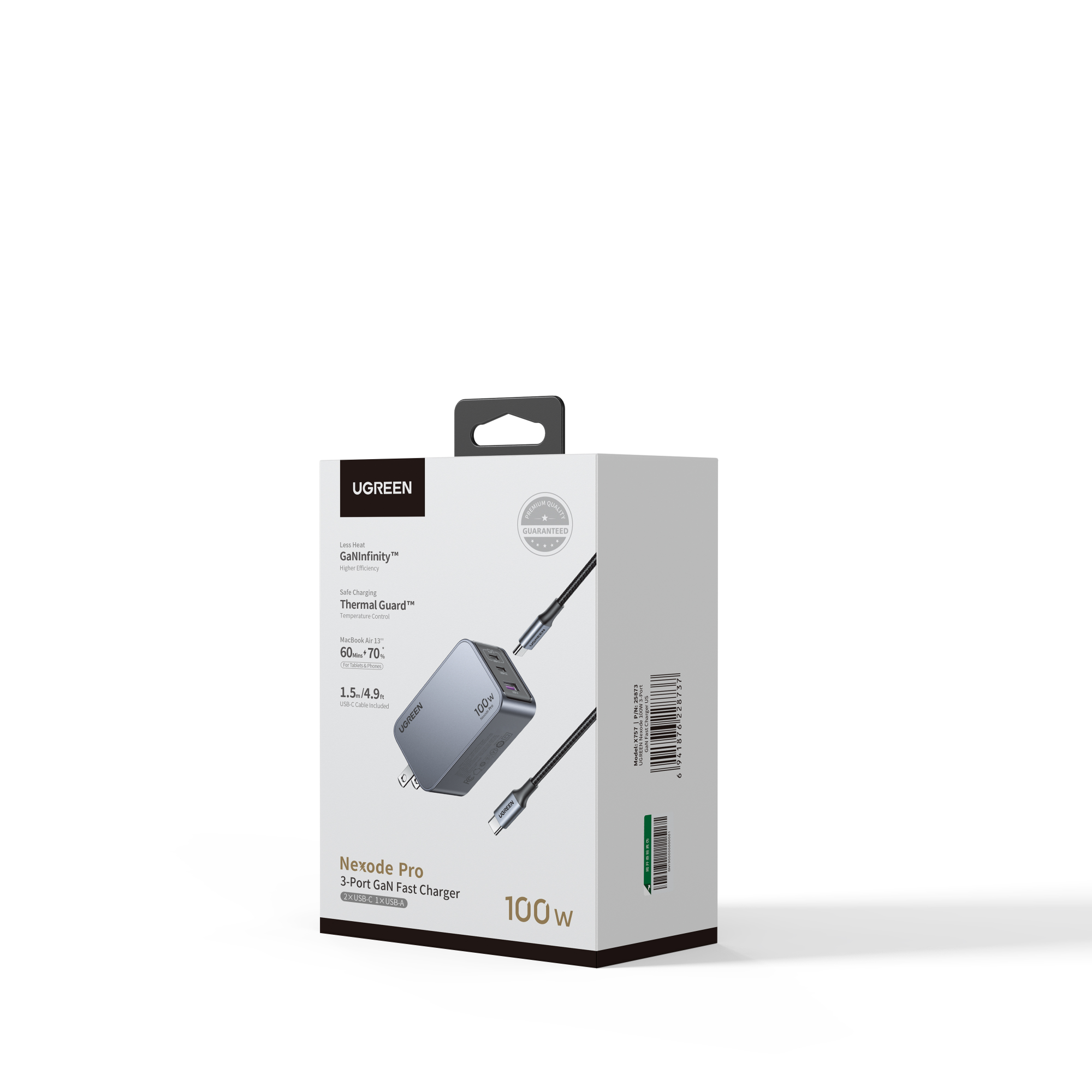 Bộ sạc nhanh Ugreen NexodeGaN Pro 100W X757 - 25873 | Sạc nhanh đồng thời 3 Cổng | Samsung PPS 45W PD 100W - <ul> <li><span style="font-size: 100%;">Model: Ugreen NexodeGaN Pro 100W X757 - 25873</span></li> <li class="QN2lPu">Tổng số cổng: USB 2x USB-C & 1x USB-A</li> <li class="QN2lPu">Đầu vào: 100-240V～50/60Hz 1.8A Max</li> <li class="QN2lPu">Tổng công suất 100W</li> <li class="QN2lPu">Chia cổng sạc <ul> <li class="QN2lPu">USB-C1: PD3.0、PPS、QC4+、QC3.0、QC2.0、SCP(10V2.25A)、FCP、AFC、APPLE 5V2.4A、Samsung 5V2A、BC1.2</li> <li class="QN2lPu">USB-C2 : PD3.0、PPS、QC4+、QC3.0、QC2.0、SCP(10V2.25A)、FCP、AFC、APPLE 5V2.4A、Samsung 5V2A、BC1.2</li> <li class="QN2lPu">USB-A: QC3.0, SCP(10V2.25A), FCP, AFC, APPLE 5V2.4A, Samsung 5V2A,BC1.2</li> </ul> </li> <li class="QN2lPu">Kích thước 71 × 43 × 33 mm</li> </ul>
