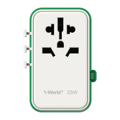 Bộ sạc du lịch MOMAX UA20UK 3 cổng 1-World+ Cáp USB-C tích hợp 25W - Giải phóng bạn khỏi mọi lo lắng về sạc khi du lịch quốc tế với <strong>Bộ sạc du lịch đa năng MOMAX UA20UK GaN 3 cổng 1-World+ có cáp USB-C tích hợp 25W tương thích hơn 200 quốc gia</strong>. Tương thích hơn 200 quốc gia với các chân cắm tích hợp thông minh, bộ sạc <strong>MOMAX UA20UK</strong> mang đến tổng công suất sạc 25W đáng tin cậy nhờ công nghệ GaN. Với 3 cổng sạc (2 USB-C & 1 USB-A) và đặc biệt là cáp USB-C tích hợp sẵn, bạn có thể nạp năng lượng cho nhiều thiết bị cùng lúc mà không cần mang theo dây rời. Nhỏ gọn, an toàn và cực kỳ đa năng. <strong>MOMAX UA20UK</strong> là giải pháp năng lượng "tất cả trong một", đáng tin cậy cho mọi chuyến đi.