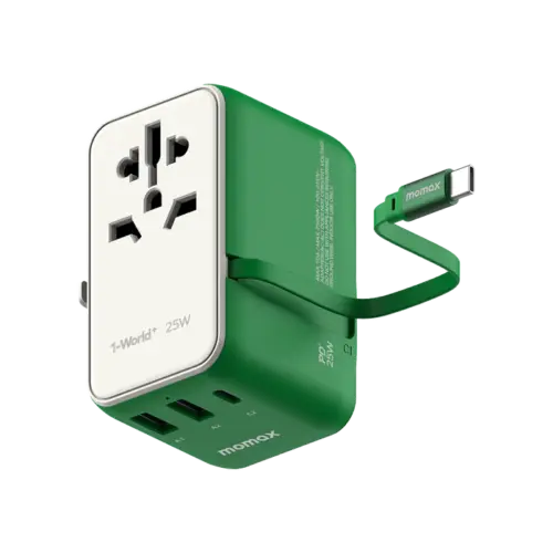 Bộ sạc du lịch MOMAX UA20UK 3 cổng 1-World+ Cáp USB-C tích hợp 25W - Hình ảnh 12