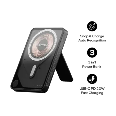 Pin Dự Phòng Không Dây Từ Tính MOMAX IP131 Power X Pro 5000mAh - Khám phá sự tiện lợi tối ưu với <strong>Pin Dự Phòng Không Dây Từ Tính MOMAX IP131 Power X Pro 5000mAh</strong>. Thiết kế siêu nhỏ gọn, tích hợp công nghệ sạc không dây từ tính MagSafe mạnh mẽ, giúp gắn chặt vào iPhone của bạn để sạc tức thì mà không cần cáp rườm rà. Đặc biệt, sản phẩm còn được trang bị cáp sạc USB-C tích hợp, sẵn sàng sạc nhanh cho mọi thiết bị Android, tai nghe hay máy tính bảng. Với dung lượng 5000mAh, <strong>MOMAX IP131 Power X Pro 5000mAh</strong> là giải pháp năng lượng di động hoàn hảo, đảm bảo bạn luôn kết nối mọi lúc mọi nơi. Đây chính là phụ kiện không thể thiếu cho lối sống hiện đại, năng động. <hr />