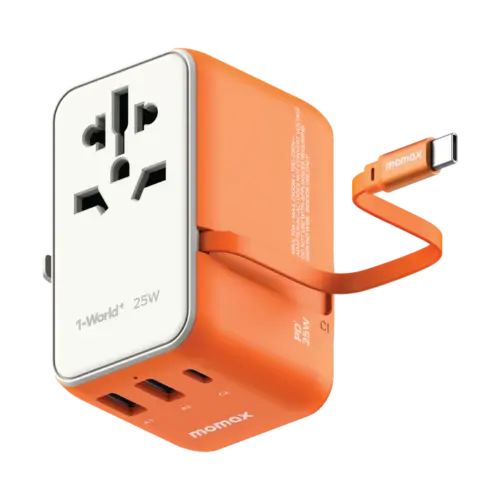 Bộ sạc du lịch MOMAX UA20UK 3 cổng 1-World+ Cáp USB-C tích hợp 25W - Hình ảnh 14