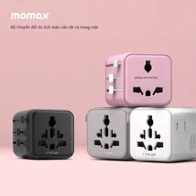 Bộ sạc du lịch MOMAX UA19 đa năng 1-World có AC kép - Đừng để vấn đề ổ cắm làm phiền những chuyến đi của bạn! <strong>Bộ sạc du lịch đa năng MOMAX UA19 1-World có AC kép</strong> là giải pháp năng lượng "tất cả trong một" cho mọi hành trình quốc tế. Tương thích với hơn 200 quốc gia nhờ các chân cắm tích hợp thông minh, bộ sạc <strong>MOMAX UA19</strong> mang đến sự tiện lợi vượt trội. Với khả năng cấp nguồn AC kép độc đáo, bạn có thể nạp năng lượng cho cả thiết bị sử dụng phích cắm truyền thống cùng lúc với các thiết bị USB. Nhỏ gọn, an toàn và cực kỳ đa năng. <strong>MOMAX UA19</strong> - Người bạn đồng hành đáng tin cậy cho mọi chuyến đi, giữ thiết bị của bạn luôn sẵn sàng hoạt động trên khắp thế giới.