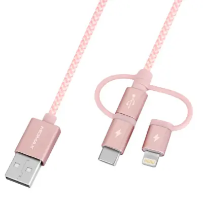 Cáp sạc bện nylon MOMAX DX1 3 trong 1 OneLink USB-A sang Micro USB & Lightning & USB-C dài 1m - Giải phóng bạn khỏi mớ dây cáp lộn xộn chỉ với một sợi cáp duy nhất! <strong>Cáp sạc bện nylon MOMAX DX1 3 trong 1 OneLink USB-A sang Micro USB & Lightning & USB-C dài 1m</strong> là người bạn đồng hành hoàn hảo cho mọi thiết bị của bạn. Tích hợp các đầu cắm Micro USB, Lightning (chuẩn MFI) và USB-C, cáp <strong>MOMAX DX1</strong> này cho phép sạc nhanh (và truyền dữ liệu cơ bản) cho hầu hết điện thoại, máy tính bảng phổ biến trên thị trường. Chất liệu nylon bện cao cấp đảm bảo độ bền và vẻ ngoài sang trọng. Tiện lợi, đa năng và đáng tin cậy. Đơn giản hóa cuộc sống số của bạn với <strong>MOMAX DX1</strong> ngay hôm nay!
