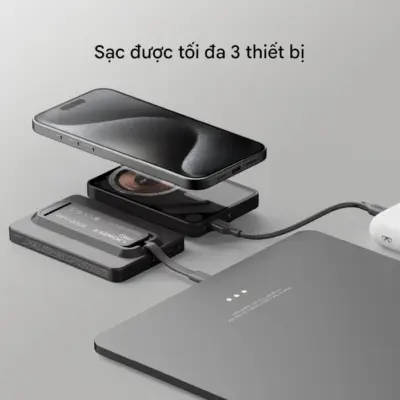 Pin Dự Phòng Không Dây Từ Tính MOMAX IP131 Power X Pro 5000mAh - Khám phá sự tiện lợi tối ưu với <strong>Pin Dự Phòng Không Dây Từ Tính MOMAX IP131 Power X Pro 5000mAh</strong>. Thiết kế siêu nhỏ gọn, tích hợp công nghệ sạc không dây từ tính MagSafe mạnh mẽ, giúp gắn chặt vào iPhone của bạn để sạc tức thì mà không cần cáp rườm rà. Đặc biệt, sản phẩm còn được trang bị cáp sạc USB-C tích hợp, sẵn sàng sạc nhanh cho mọi thiết bị Android, tai nghe hay máy tính bảng. Với dung lượng 5000mAh, <strong>MOMAX IP131 Power X Pro 5000mAh</strong> là giải pháp năng lượng di động hoàn hảo, đảm bảo bạn luôn kết nối mọi lúc mọi nơi. Đây chính là phụ kiện không thể thiếu cho lối sống hiện đại, năng động. <hr />