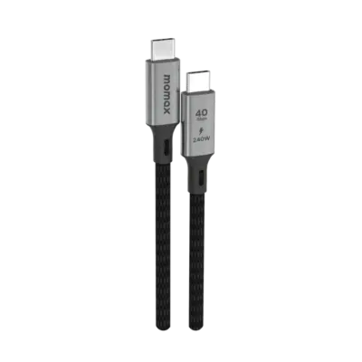Cáp sạc bện nylon MOMAX DC39D Elite USB 4.0 USB-C sang USB-C 240W 1m - Bước vào kỷ nguyên kết nối tốc độ cao với <strong>Cáp sạc bện nylon MOMAX DC39D Elite USB 4.0 USB-C sang USB-C 240W 1m</strong>. Đây không chỉ là một sợi cáp, mà là cánh cửa mở ra tiềm năng của thiết bị. Sở hữu tốc độ truyền dữ liệu siêu tốc 40Gbps (USB 4.0) và khả năng sạc nhanh 240W Power Delivery 3.1 EPR, sợi cáp <strong>MOMAX DC39D</strong> là người bạn đồng hành lý tưởng cho laptop gaming, máy trạm di động và các thiết bị hiệu suất cao khác. Chất liệu bện nylon Elite siêu bền, thiết kế sang trọng. <strong>MOMAX DC39D</strong> - phụ kiện đẳng cấp cho những ai cần hiệu suất và độ tin cậy tuyệt đối.