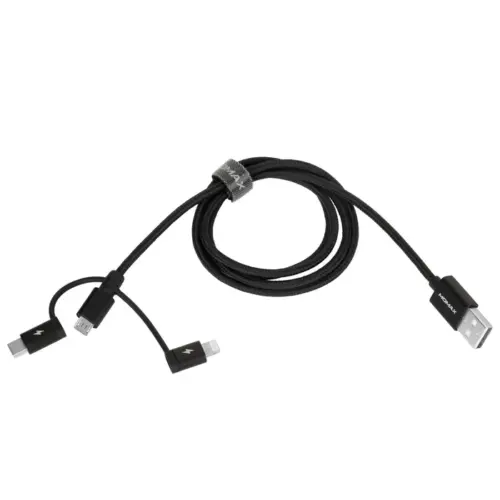 Cáp sạc bện nylon MOMAX DX1 3 trong 1 OneLink USB-A sang Micro USB & Lightning & USB-C dài 1m - Hình ảnh 3