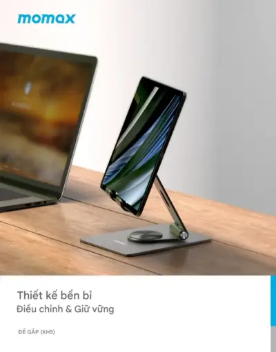 Giá đỡ xoay đa năng MOMAX KH5 cho điện thoại di động và máy tính bảng - Trải nghiệm sự tiện lợi tối đa với <strong>Giá đỡ xoay đa năng MOMAX KH5</strong> cho điện thoại di động và máy tính bảng. Thiết kế xoay linh hoạt 360 độ cùng khả năng điều chỉnh độ cao và góc nghiêng giúp bạn luôn tìm được vị trí xem tối ưu. <strong>MOMAX KH5</strong> giữ thiết bị chắc chắn, giải phóng đôi tay để làm việc, giải trí hay gọi video call. Tương thích với nhiều kích thước thiết bị, <strong>Giá đỡ MOMAX KH5</strong> là phụ kiện không thể thiếu trên bàn làm việc, bếp hay đầu giường. Nhỏ gọn, bền bỉ, <strong>MOMAX KH5</strong> mang đến sự tiện nghi vượt trội, biến mọi không gian thành rạp chiếu phim hoặc góc làm việc hiệu quả.