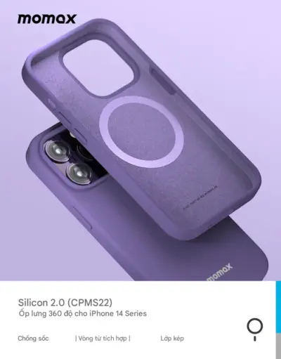 Ốp lưng silicon MOMAX MSAP22 bảo vệ từ tính cho iPhone 14 Series - Mang đến cảm giác cầm nắm mềm mại và khả năng bảo vệ hiệu quả cho iPhone 14 Series với <strong>ốp lưng silicon MOMAX MSAP22</strong> bảo vệ từ tính. Thiết kế ôm sát, chống trượt, chiếc ốp này tích hợp hoàn hảo công nghệ MagSafe. Vòng nam châm mạnh mẽ trên <strong>MOMAX MSAP22</strong> đảm bảo kết nối chắc chắn với sạc không dây 15W và các phụ kiện từ tính khác. Bảo vệ điện thoại khỏi trầy xước và va đập nhẹ hàng ngày. Viền nhô cao thông minh bảo vệ màn hình và cụm camera. <strong>Ốp lưng MOMAX MSAP22</strong> là sự lựa chọn tiện lợi, an toàn và thoải mái, giữ cho iPhone 14 của bạn luôn đẹp và hoạt động trơn tru.