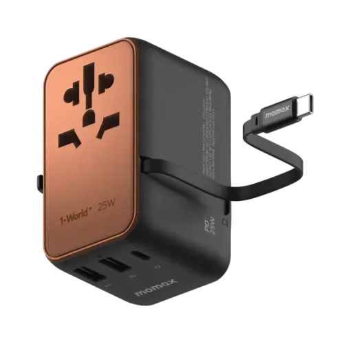 Bộ sạc du lịch MOMAX UA20UK 3 cổng 1-World+ Cáp USB-C tích hợp 25W - Hình ảnh 19