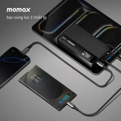 Pin dự phòng MOMAX IP151D Power Ultra+ 70W 20000mAh - Đừng để giới hạn năng lượng cản bước bạn! <strong>Pin dự phòng MOMAX IP151D Power Ultra+ 70W 20000mAh</strong> mang đến nguồn năng lượng khổng lồ 20000mAh và sức mạnh sạc nhanh lên tới 70W. Dễ dàng sạc đồng thời laptop, máy tính bảng, điện thoại... mọi lúc mọi nơi. Thiết kế gọn gàng, bền bỉ, là trạm sạc di động lý tưởng cho công việc và du lịch. <strong>MOMAX IP151D Power Ultra+</strong> giải phóng bạn khỏi ổ cắm, cho phép bạn làm việc và giải trí không giới hạn. Sở hữu ngay để trải nghiệm sự tự do năng lượng đỉnh cao!