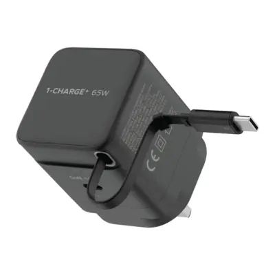 Bộ sạc MOMAX UM76UK GaN 1-Charge+ 1 cổng có cáp USB-C tích hợp 65W