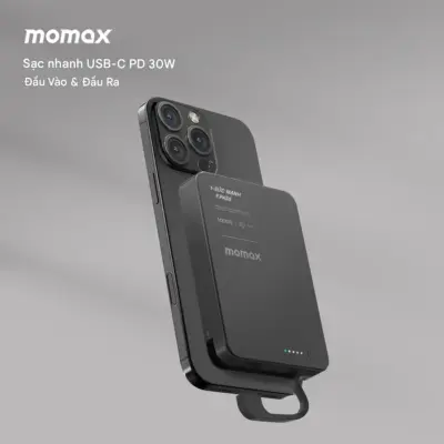 Pin dự phòng MOMAX IP158 1-Power F.Pass⁺ Bộ pin từ tính 10000mAh có cáp tích hợp - Giải phóng bạn khỏi nỗi lo hết pin và sự phụ thuộc vào dây cáp rườm rà với <strong>Pin dự phòng MOMAX IP158 1-Power F.Pass⁺ Bộ pin từ tính 10000mAh có cáp tích hợp</strong>. Dung lượng 10000mAh mang đến nguồn năng lượng dồi dào, đủ sức sạc đầy nhiều lần cho điện thoại, đặc biệt là iPhone với khả năng hít từ tính MagSafe tiện lợi. Điểm đột phá là cáp USB-C (thường là USB-C) được tích hợp sẵn – giải pháp "tất cả trong một" cực kỳ tiện lợi, không lo quên cáp. Hỗ trợ sạc nhanh đa dạng, thiết kế gọn nhẹ, <strong>MOMAX IP158</strong> là người bạn đồng hành năng lượng hoàn hảo. Tận hưởng sự tiện lợi '1-Power' với <strong>MOMAX IP158</strong>!