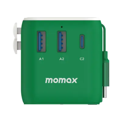 Bộ sạc du lịch MOMAX UA20UK 3 cổng 1-World+ Cáp USB-C tích hợp 25W - Giải phóng bạn khỏi mọi lo lắng về sạc khi du lịch quốc tế với <strong>Bộ sạc du lịch đa năng MOMAX UA20UK GaN 3 cổng 1-World+ có cáp USB-C tích hợp 25W tương thích hơn 200 quốc gia</strong>. Tương thích hơn 200 quốc gia với các chân cắm tích hợp thông minh, bộ sạc <strong>MOMAX UA20UK</strong> mang đến tổng công suất sạc 25W đáng tin cậy nhờ công nghệ GaN. Với 3 cổng sạc (2 USB-C & 1 USB-A) và đặc biệt là cáp USB-C tích hợp sẵn, bạn có thể nạp năng lượng cho nhiều thiết bị cùng lúc mà không cần mang theo dây rời. Nhỏ gọn, an toàn và cực kỳ đa năng. <strong>MOMAX UA20UK</strong> là giải pháp năng lượng "tất cả trong một", đáng tin cậy cho mọi chuyến đi.