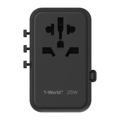 Bộ sạc du lịch MOMAX UA20UK 3 cổng 1-World+ Cáp USB-C tích hợp 25W - Giải phóng bạn khỏi mọi lo lắng về sạc khi du lịch quốc tế với <strong>Bộ sạc du lịch đa năng MOMAX UA20UK GaN 3 cổng 1-World+ có cáp USB-C tích hợp 25W tương thích hơn 200 quốc gia</strong>. Tương thích hơn 200 quốc gia với các chân cắm tích hợp thông minh, bộ sạc <strong>MOMAX UA20UK</strong> mang đến tổng công suất sạc 25W đáng tin cậy nhờ công nghệ GaN. Với 3 cổng sạc (2 USB-C & 1 USB-A) và đặc biệt là cáp USB-C tích hợp sẵn, bạn có thể nạp năng lượng cho nhiều thiết bị cùng lúc mà không cần mang theo dây rời. Nhỏ gọn, an toàn và cực kỳ đa năng. <strong>MOMAX UA20UK</strong> là giải pháp năng lượng "tất cả trong một", đáng tin cậy cho mọi chuyến đi.