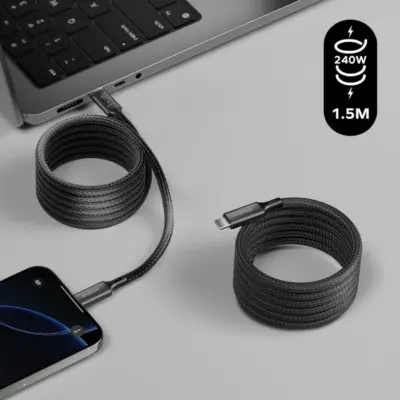 Cáp sạc MOMAX DC63D Mag.Link Magnetic USB 4.0 USB-C sang USB-C 240W 1,5m - Trải nghiệm tương lai của kết nối và năng lượng với <strong>Cáp sạc MOMAX DC63D Mag.Link Magnetic USB 4.0 USB-C sang USB-C 240W 1,5m</strong>. Sợi cáp <strong>MOMAX DC63D</strong> này mang đến sức mạnh 240W (PD 3.1 EPR) để sạc nhanh nhất cho laptop, máy trạm... cùng tốc độ truyền dữ liệu USB 4.0 lên đến 40Gbps đáng kinh ngạc. Công nghệ từ tính Mag.Link độc đáo giúp kết nối/ngắt kết nối dễ dàng, bảo vệ cổng sạc. Chiều dài 1.5m tiện lợi, độ bền vượt trội. <strong>MOMAX DC63D</strong> là phụ kiện cao cấp không thể thiếu cho những ai cần hiệu suất và sự tiện lợi đỉnh cao.