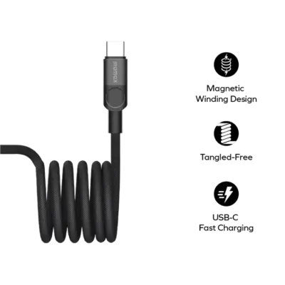 Cáp từ tính MOMAX DC71 Mag.Link USB-C sang USB-C 240W 2m - Giải phóng tiềm năng sạc tối đa với <strong>Cáp từ tính MOMAX DC71 Mag.Link USB-C sang USB-C 240W 2m</strong>, một kiệt tác công nghệ. Với khả năng truyền tải công suất sạc lên đến 240W (chuẩn PD 3.1 EPR), đây là sợi cáp lý tưởng cho laptop gaming, máy trạm di động và các thiết bị "khát" năng lượng nhất. Công nghệ từ tính Mag.Link độc đáo mang đến sự tiện lợi và bảo vệ cổng sạc vượt trội, kết nối/ngắt kết nối tức thì. Chiều dài 2m tăng cường tính linh hoạt. Bền bỉ, an toàn và hiệu quả, <strong>MOMAX DC71</strong> là phụ kiện không thể thiếu cho tương lai sạc nhanh.
