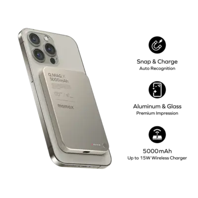Pin Dự Phòng Không Dây Từ Tính MOMAX IP116 Q.Mag X 5000mAh - Gen 2 - Nâng tầm trải nghiệm sạc di động của bạn với <strong>Pin dự phòng không dây từ tính MOMAX IP116 Q.Mag X 5000mAh - Gen 2</strong>. Đây là giải pháp sạc tối ưu, kết hợp công nghệ sạc không dây MagSafe mạnh mẽ với khả năng gắn kết từ tính chắc chắn. Với dung lượng 5000mAh, <strong>MOMAX IP116 Q.Mag X 5000mAh</strong> đủ sức cung cấp năng lượng bổ sung cho thiết bị của bạn suốt cả ngày. Thiết kế siêu mỏng, nhẹ nhàng, cùng chất liệu cao cấp mang đến cảm giác cầm nắm thoải mái và dễ dàng mang theo. Sản phẩm tương thích hoàn hảo với các dòng iPhone hỗ trợ MagSafe và nhiều thiết bị sạc không dây khác.