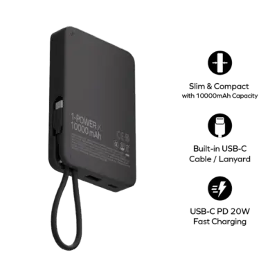 Pin dự phòng MOMAX IP152 Power X 10000mAh có cáp USB-C tích hợp - Đừng để nỗi lo hết pin cản bước bạn! <strong>Pin dự phòng MOMAX IP152 Power X 10000mAh có cáp USB-C tích hợp</strong> mang đến nguồn năng lượng 10000mAh đáng tin cậy, đủ sức sạc đầy nhiều lần cho điện thoại và thiết bị. Tính năng đột phá là cáp USB-C tích hợp sẵn ngay trên thân pin – "cứu cánh" bạn trong mọi tình huống quên cáp. Nhỏ gọn, mạnh mẽ, và cực kỳ tiện lợi với khả năng sạc nhanh đa cổng, <strong>Pin dự phòng MOMAX IP152 Power X 10000mAh có cáp USB-C tích hợp</strong> là người bạn đồng hành không thể thiếu cho cuộc sống không ngừng nghỉ. Tận hưởng sự tự do năng lượng với <strong>Pin dự phòng MOMAX IP152 Power X 10000mAh có cáp USB-C tích hợp</strong>!