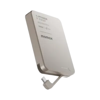 Pin dự phòng MOMAX IP158 1-Power F.Pass⁺ Bộ pin từ tính 10000mAh có cáp tích hợp - Giải phóng bạn khỏi nỗi lo hết pin và sự phụ thuộc vào dây cáp rườm rà với <strong>Pin dự phòng MOMAX IP158 1-Power F.Pass⁺ Bộ pin từ tính 10000mAh có cáp tích hợp</strong>. Dung lượng 10000mAh mang đến nguồn năng lượng dồi dào, đủ sức sạc đầy nhiều lần cho điện thoại, đặc biệt là iPhone với khả năng hít từ tính MagSafe tiện lợi. Điểm đột phá là cáp USB-C (thường là USB-C) được tích hợp sẵn – giải pháp "tất cả trong một" cực kỳ tiện lợi, không lo quên cáp. Hỗ trợ sạc nhanh đa dạng, thiết kế gọn nhẹ, <strong>MOMAX IP158</strong> là người bạn đồng hành năng lượng hoàn hảo. Tận hưởng sự tiện lợi '1-Power' với <strong>MOMAX IP158</strong>!